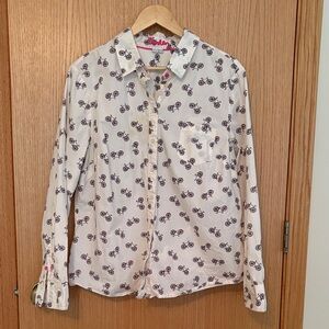 Boden rare novelty bicycle bike print cotton button down shirt size 16